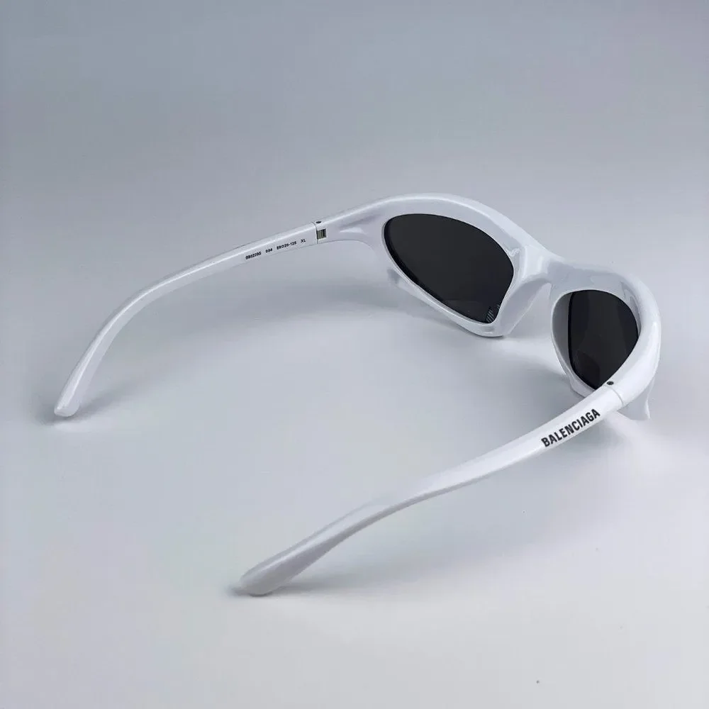 Balenciaga BB0229S 004 Sunglasses White Grey Bat Rectangle Unisex